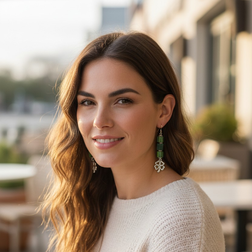 Shamrock Earrings - Green and Silver