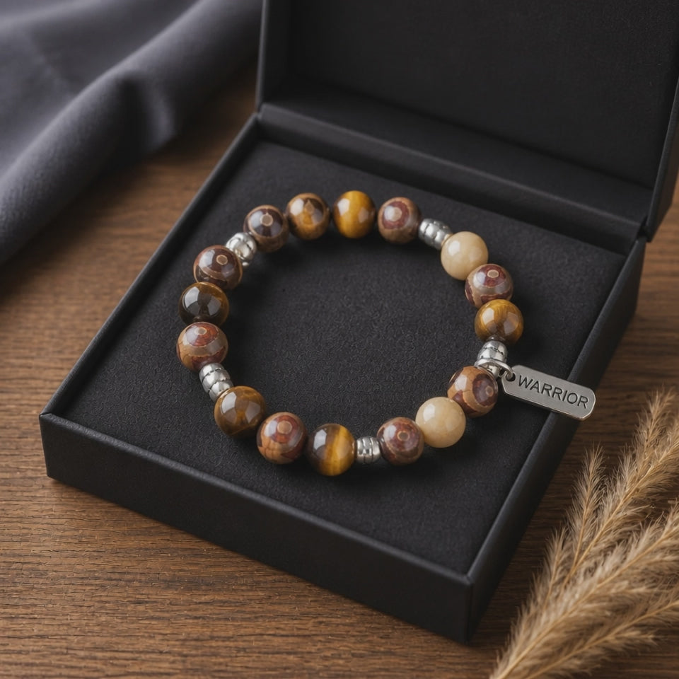 Warrior Bracelet - Tigers Eye and Dzi Agate (MW)